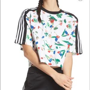 Adidas Original Floral Print Crop Tee, M